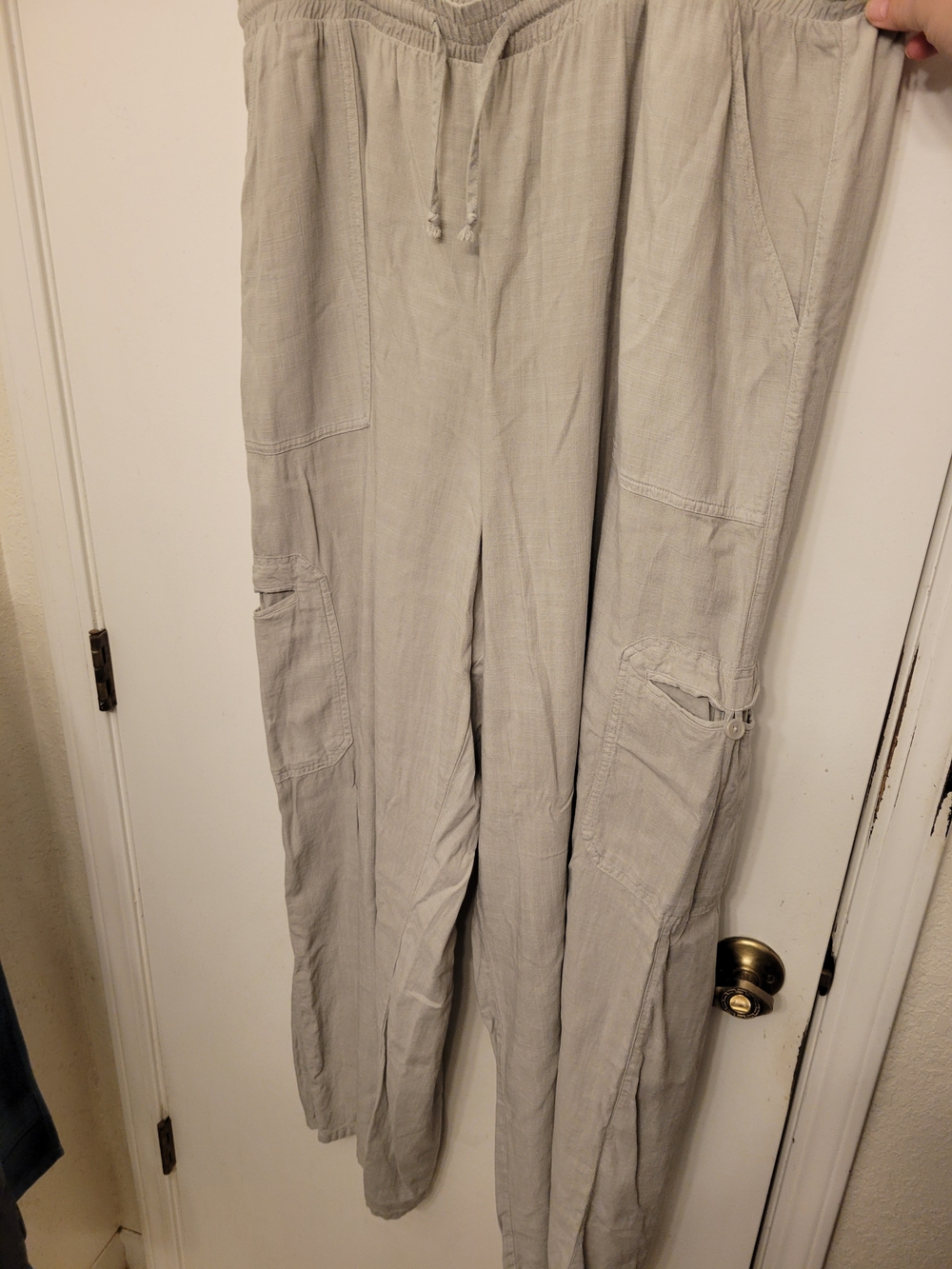 wild fable Light Gray Wide-Leg Cargo Jumpsuit Pants
